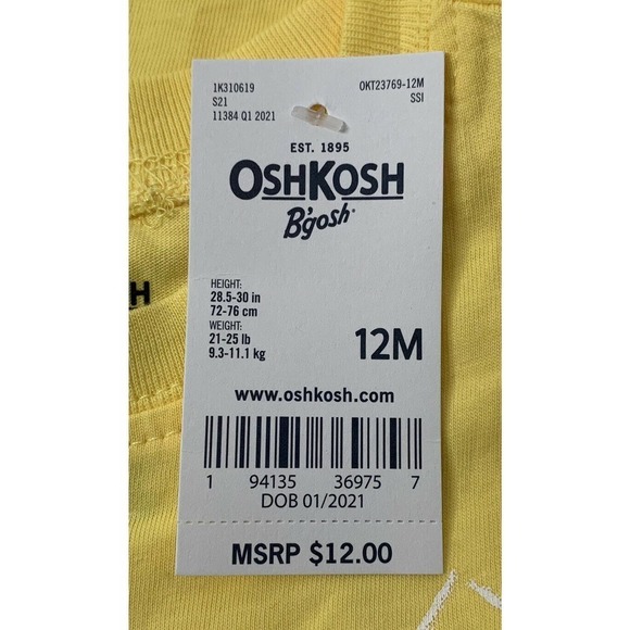 NWT Oshkosh B’gosh Set of 2 Short Sleeve Graphic Shirt Toddler Size 12 Month Old - Picture 3 of 4